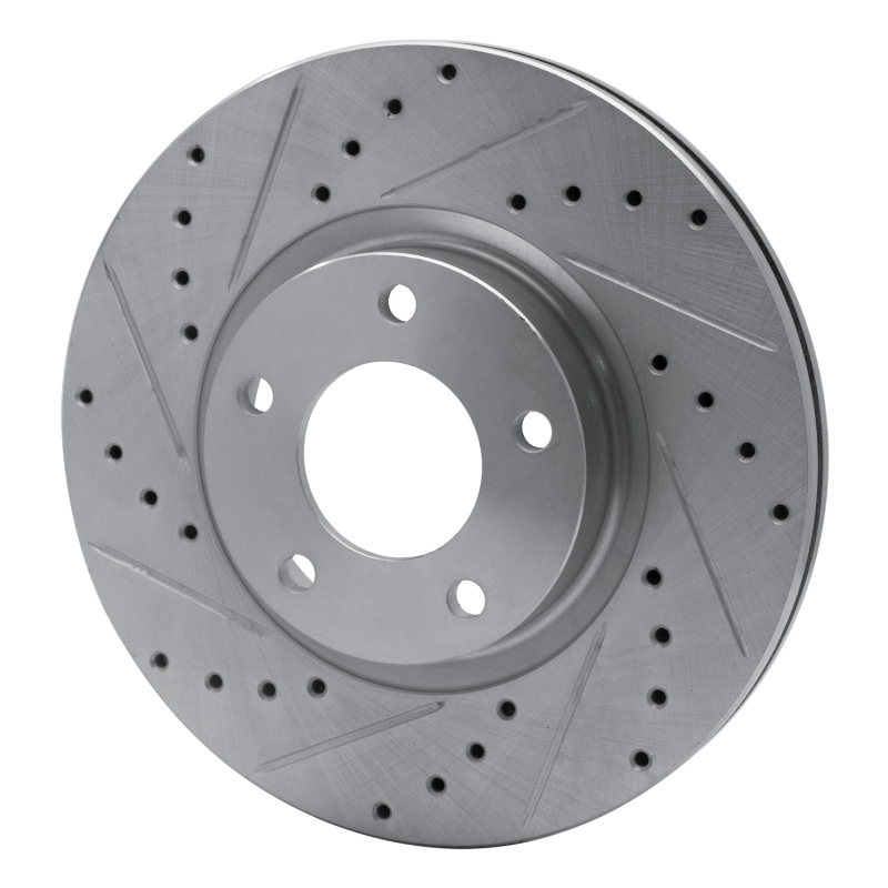 Mazda 3 Brake Rotor (1) - Front Left - R1 Concepts - Drilled & Slotted - Silver - `04-`15